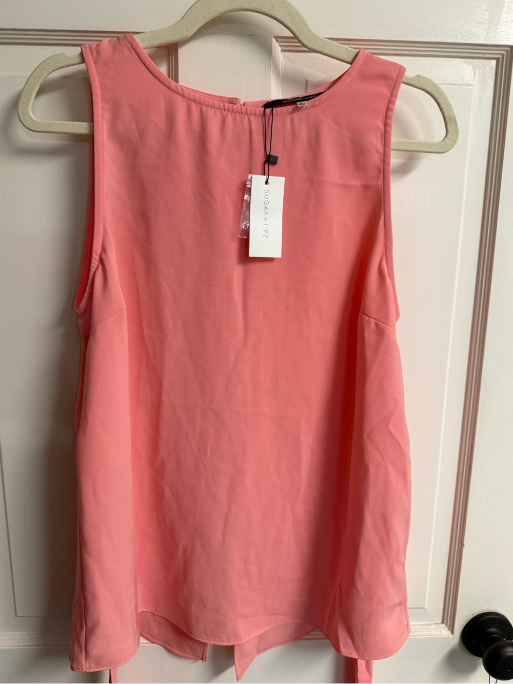 Sugarlips Coral Pink Sleeveless Chiffon Shell Top